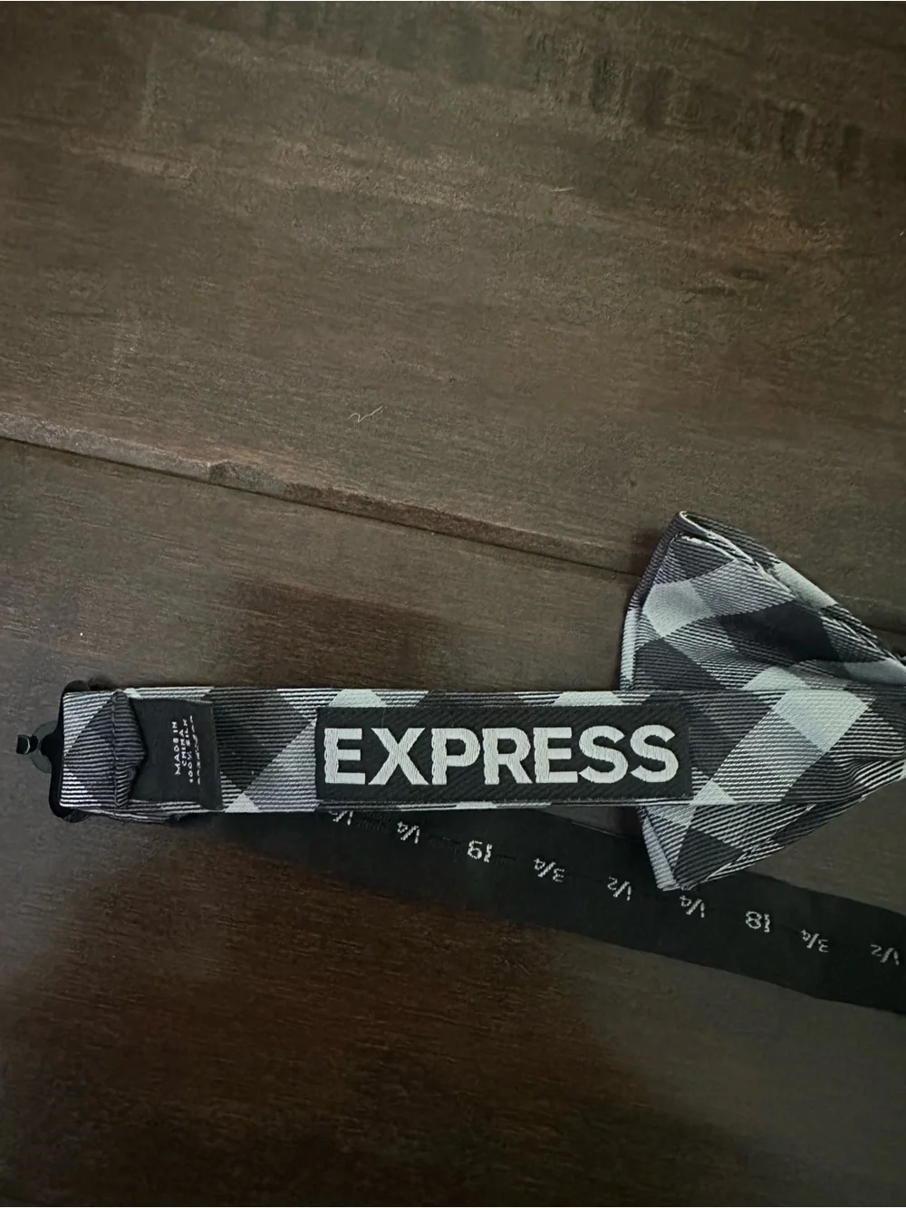 Express Black & Gray Plaid Bow Tie